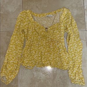 American Eagle Yellow Floral Blouse